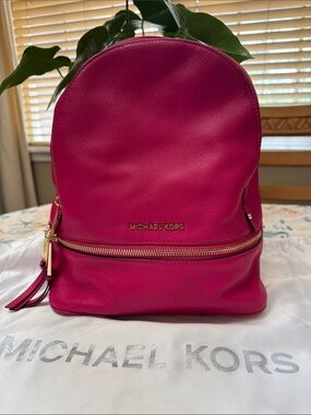MICHAEL KORS Hot Pink Pebbled Leather Mini Backpack